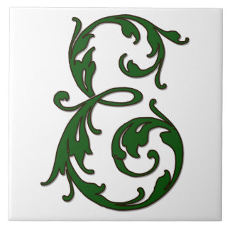 Leaf Letter E in der grünen Monogramm-Folie Fliese