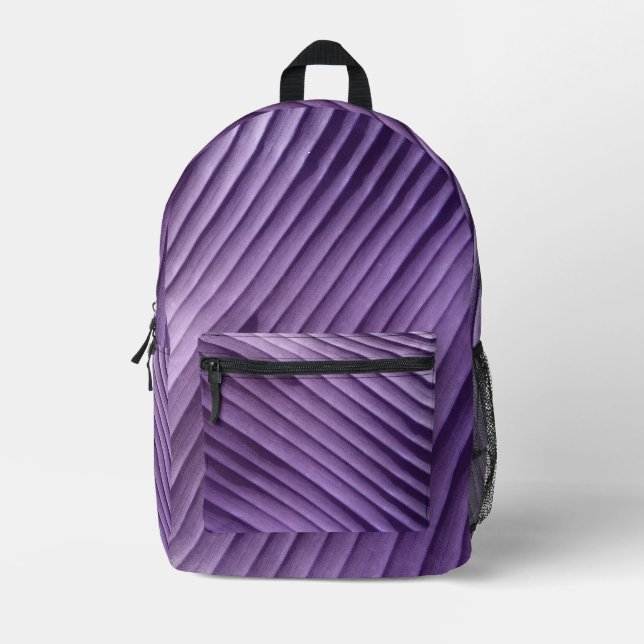 Leaf Lila Diagonal-Drucktasche Bedruckter Rucksack (Vorderseite)