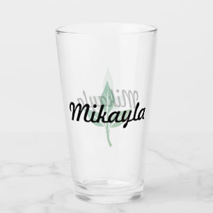 Leaf-Logo mit Namen Glas