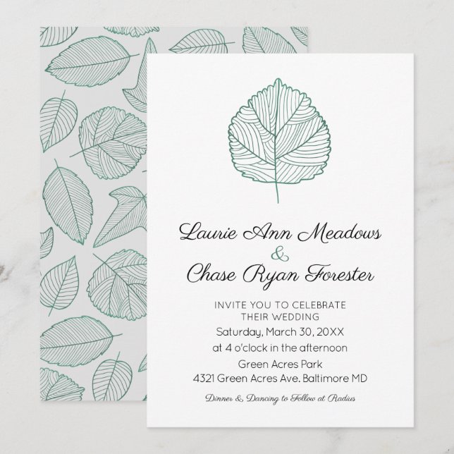 Leaf-Minimale Hochzeit im Herbst Einladung (Vorne/Hinten)