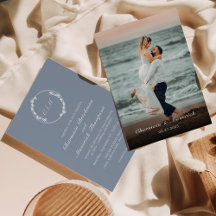 Leaf Monogram Dusty Blue Foto Wedding