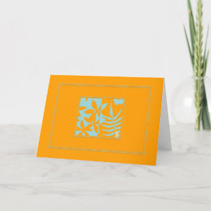 Leaf Motif Aquamarin auf Orange Horizontal Grußkar Karte