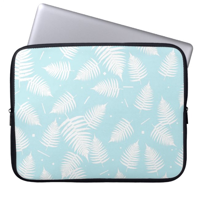 Leaf-Muster der weißen Pflanze Laptopschutzhülle (Vorderseite)