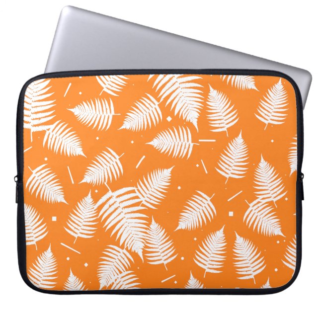 Leaf-Muster der weißen Pflanze Laptopschutzhülle (Vorderseite)
