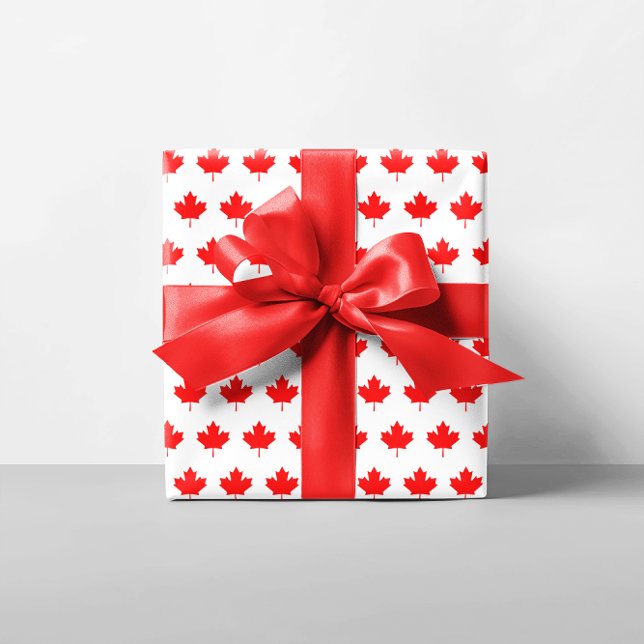 Leaf-Muster Geschenkpapier (Red Maple Leaf Pattern Wrapping Paper)