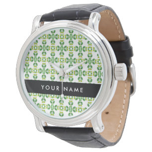 Leaf-Muster, grüne Blätter, Ihr Name Armbanduhr