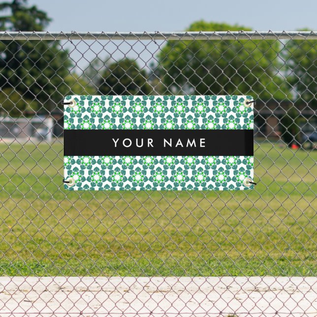 Leaf-Muster, grüne Blätter, Ihr Name Banner (Insitu)