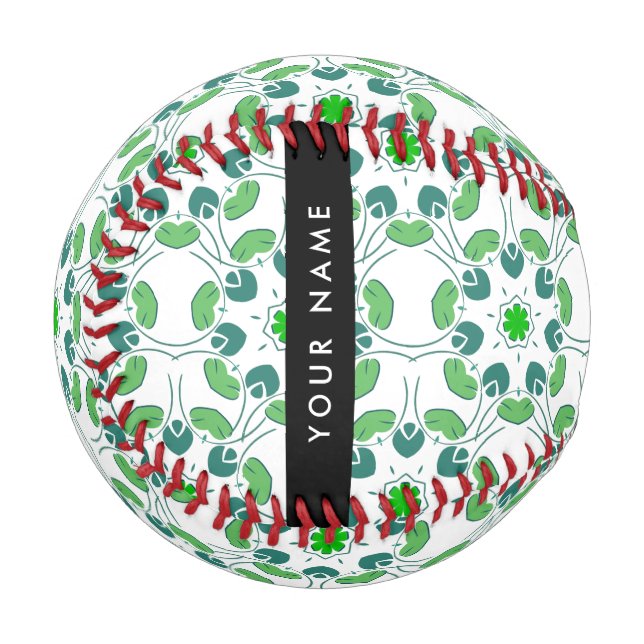 Leaf-Muster, grüne Blätter, Ihr Name Baseball (Vorderseite Links)