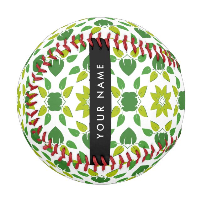 Leaf-Muster, grüne Blätter, Ihr Name Baseball (Vorderseite Links)