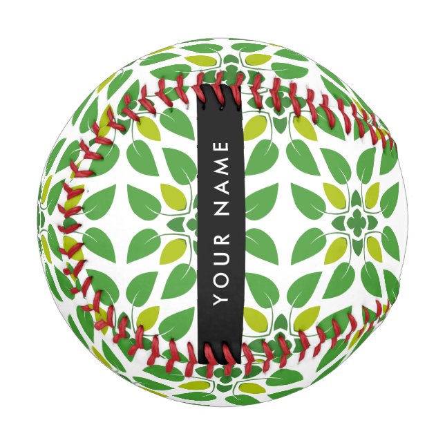 Leaf-Muster, grüne Blätter, Ihr Name Baseball (Vorderseite Links)