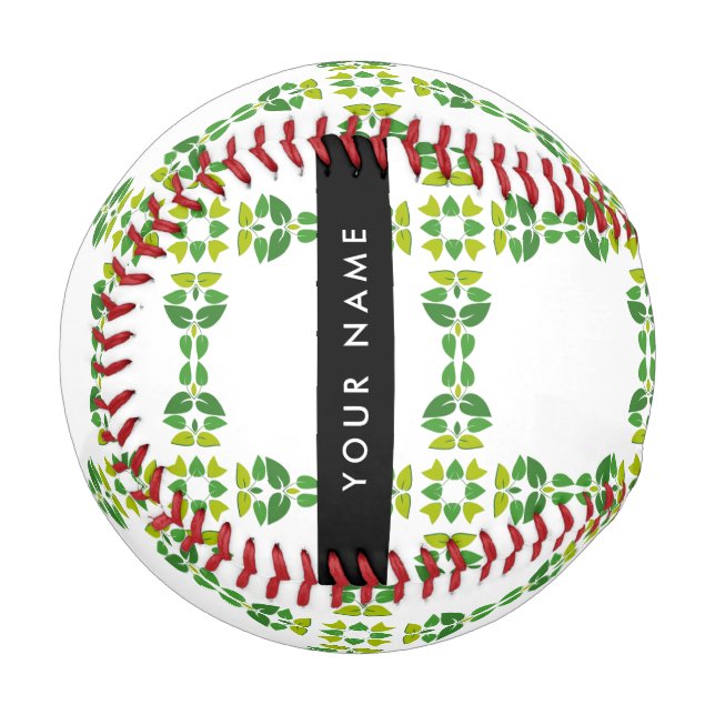 Leaf-Muster, grüne Blätter, Ihr Name Baseball (Vorderseite Links)