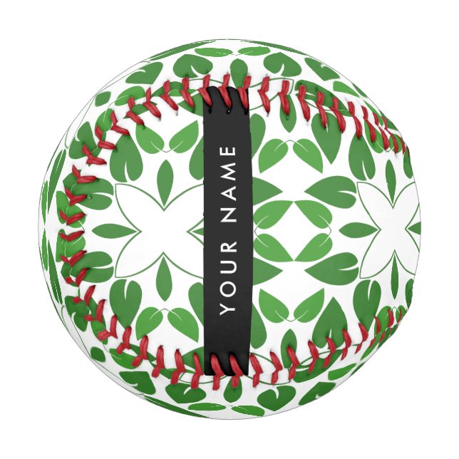 Leaf-Muster, grüne Blätter, Ihr Name Baseball (Vorderseite Links)