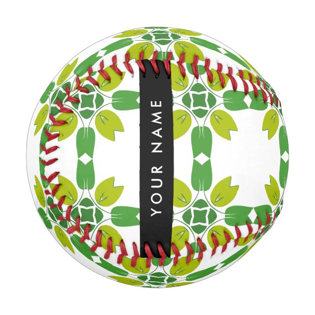 Leaf-Muster, grüne Blätter, Ihr Name Baseball (Vorderseite Links)