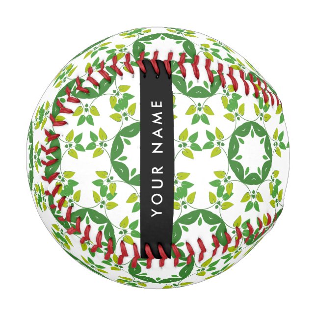 Leaf-Muster, grüne Blätter, Ihr Name Baseball (Vorderseite Links)