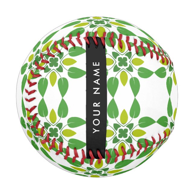 Leaf-Muster, grüne Blätter, Ihr Name Baseball (Vorderseite Links)