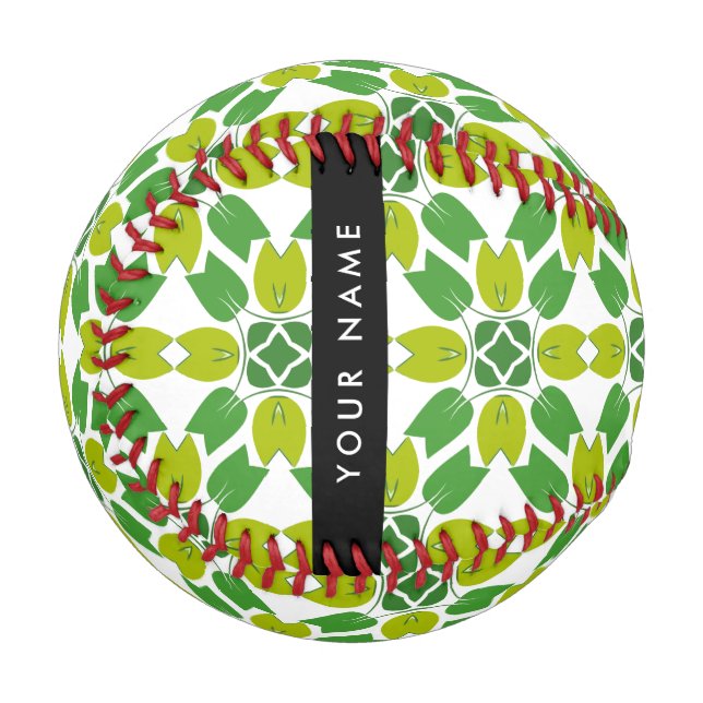 Leaf-Muster, grüne Blätter, Ihr Name Baseball (Vorderseite Links)