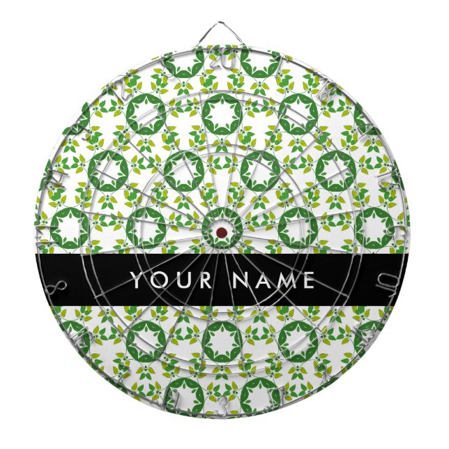 Leaf-Muster, grüne Blätter, Ihr Name Dartscheibe (vorne)