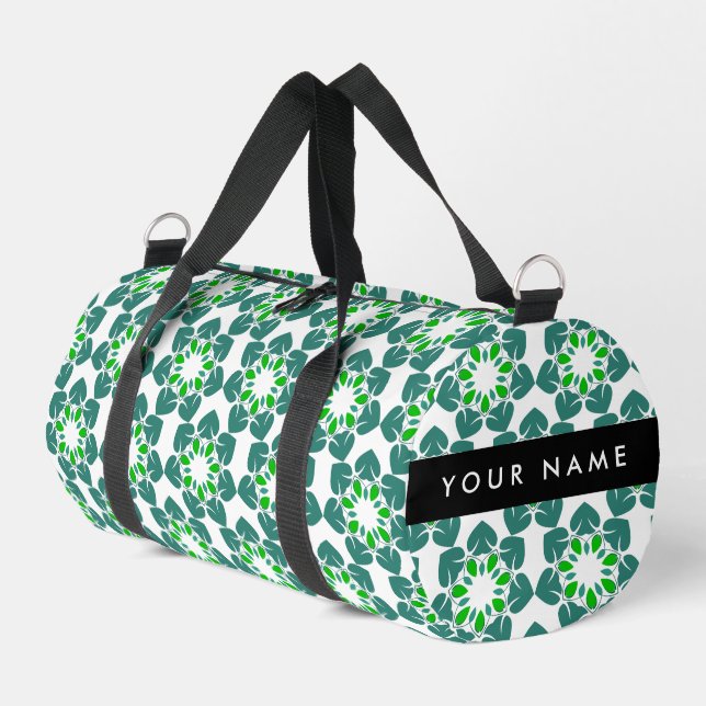 Leaf-Muster, grüne Blätter, Ihr Name Duffle Bag (Linke Seite)
