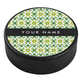 Leaf-Muster, grüne Blätter, Ihr Name Eishockey Puck