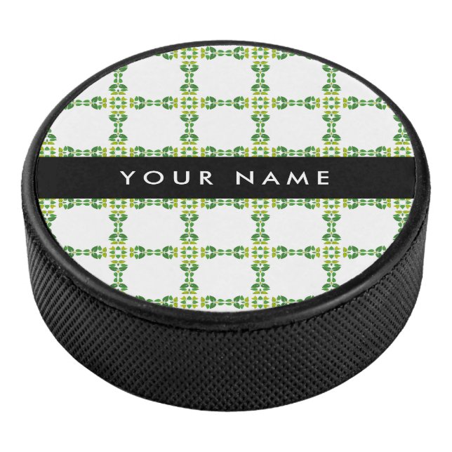 Leaf-Muster, grüne Blätter, Ihr Name Eishockey Puck (3/4)