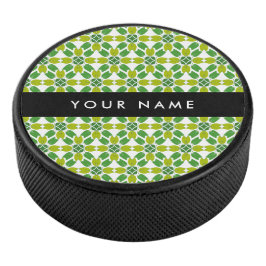 Leaf-Muster, grüne Blätter, Ihr Name Eishockey Puck