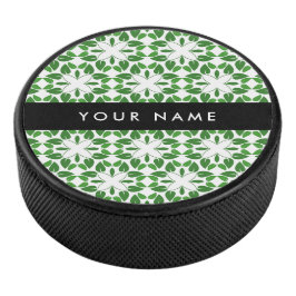 Leaf-Muster, grüne Blätter, Ihr Name Eishockey Puck