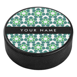 Leaf-Muster, grüne Blätter, Ihr Name Eishockey Puck