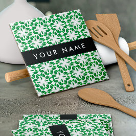 Leaf-Muster, grüne Blätter, Ihr Name Fliese