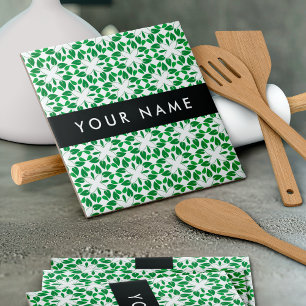 Leaf-Muster, grüne Blätter, Ihr Name Fliese
