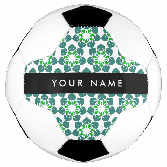 Leaf-Muster, grüne Blätter, Ihr Name Fußball (Vorderseite)