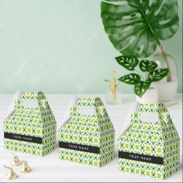 Leaf-Muster, grüne Blätter, Ihr Name Geschenkschachtel