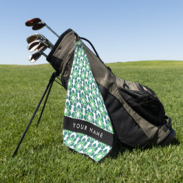 Leaf-Muster, grüne Blätter, Ihr Name Golfhandtuch