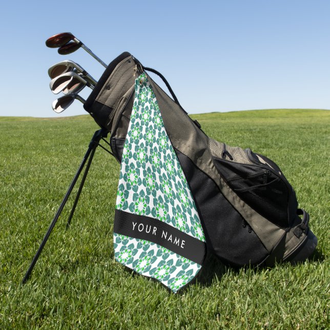 Leaf-Muster, grüne Blätter, Ihr Name Golfhandtuch (Gras)