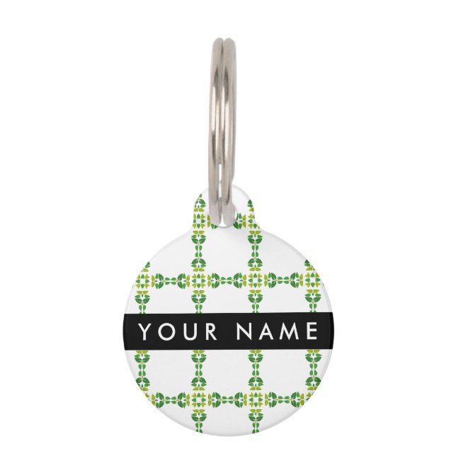 Leaf-Muster, grüne Blätter, Ihr Name Haustiermarke (Vorderseite)