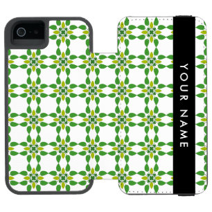 Leaf-Muster, grüne Blätter, Ihr Name Incipio Watson™ iPhone 5 Geldbörsen Hülle