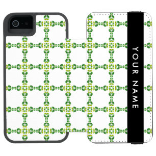 Leaf-Muster, grüne Blätter, Ihr Name Incipio Watson™ iPhone 5 Geldbörsen Hülle