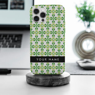 Leaf-Muster, grüne Blätter, Ihr Name iPhone 15 Pro Max Hülle