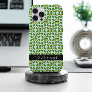Leaf-Muster, grüne Blätter, Ihr Name iPhone 15 Pro Max Hülle