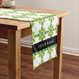 Leaf-Muster, grüne Blätter, Ihr Name Kurzer Tischläufer