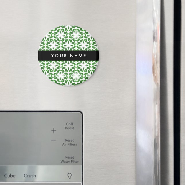 Leaf-Muster, grüne Blätter, Ihr Name Magnet (In Situ (Kühlschrank))