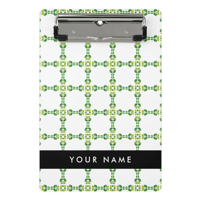 Leaf-Muster, grüne Blätter, Ihr Name Mini Klemmbrett (Vorderseite)