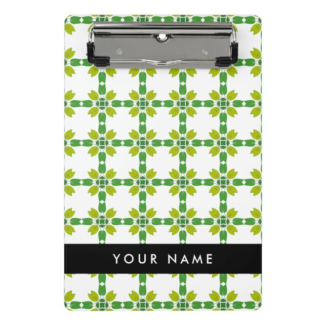 Leaf-Muster, grüne Blätter, Ihr Name Mini Klemmbrett (Vorderseite)