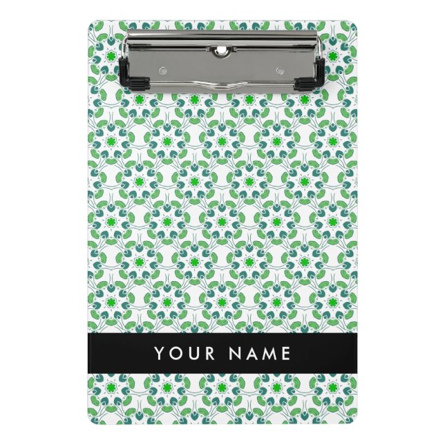 Leaf-Muster, grüne Blätter, Ihr Name Mini Klemmbrett (Vorderseite)