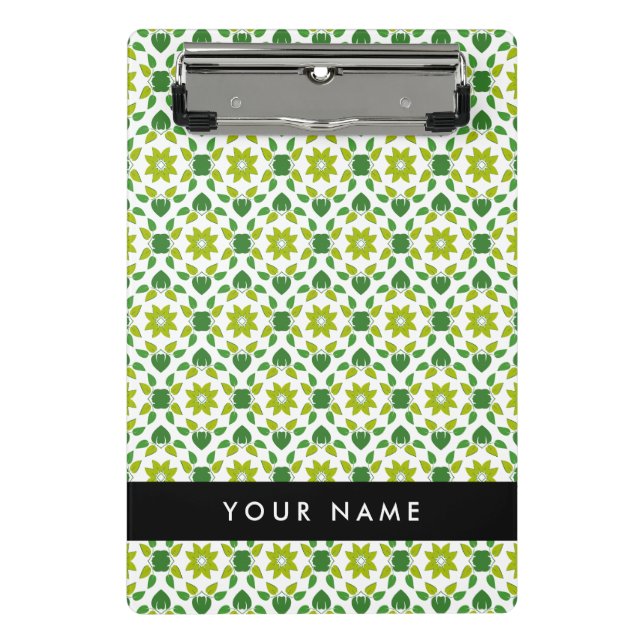 Leaf-Muster, grüne Blätter, Ihr Name Mini Klemmbrett (Vorderseite)