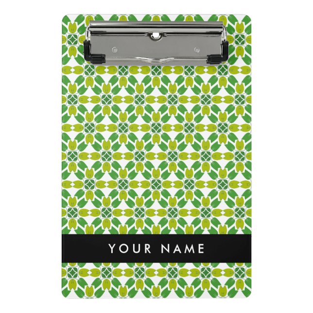 Leaf-Muster, grüne Blätter, Ihr Name Mini Klemmbrett (Vorderseite)