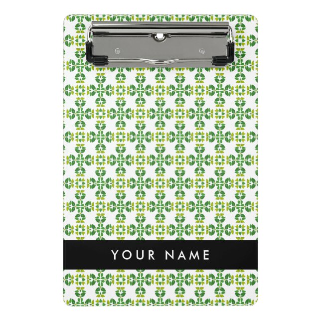 Leaf-Muster, grüne Blätter, Ihr Name Mini Klemmbrett (Vorderseite)