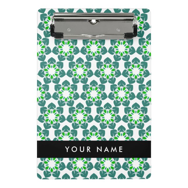 Leaf-Muster, grüne Blätter, Ihr Name Mini Klemmbrett (Vorderseite)