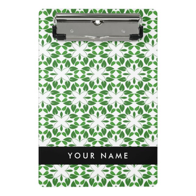 Leaf-Muster, grüne Blätter, Ihr Name Mini Klemmbrett (Vorderseite)