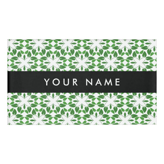 Leaf-Muster, grüne Blätter, Ihr Name Namenschild (Vorderseite)