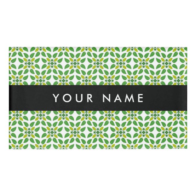 Leaf-Muster, grüne Blätter, Ihr Name Namenschild (Vorderseite)